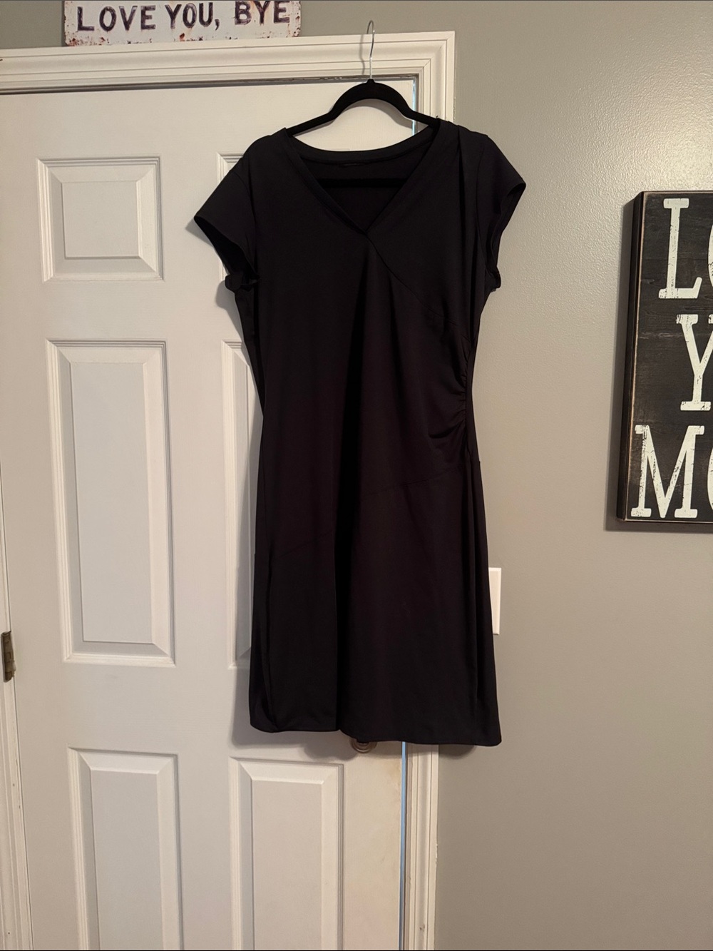 Athleta Black V-Neck Midi Dress